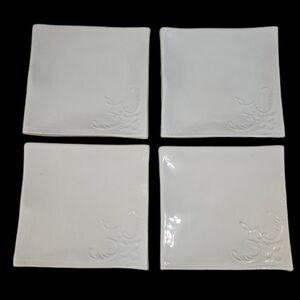 *Mancer Set of 4 Plates with Scroll Design In Corner Handpainted In Italy